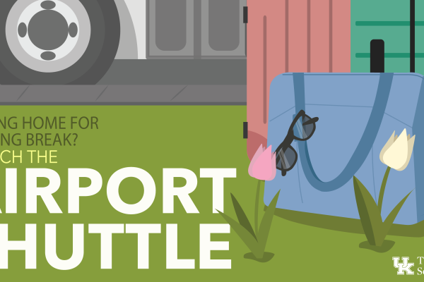 "Going home for Spring Break? Catch the Airport Shuttle" spring image depicted