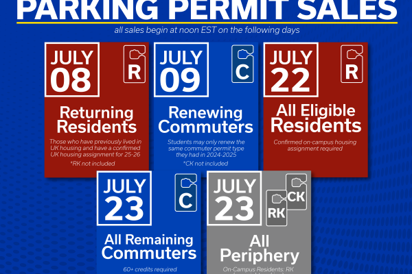 Student Parking Permit sales begin at noon EST on the following dates