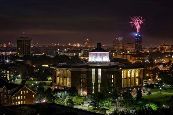 photo of fireworks over Willy T Library