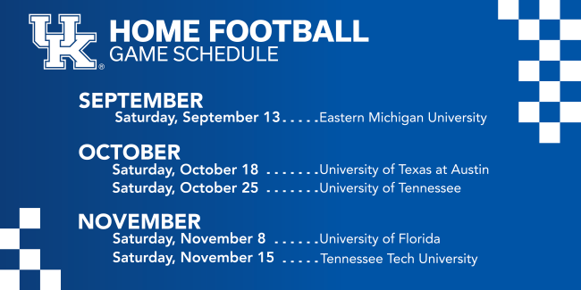UK Football Home Game Schedule