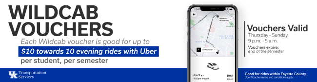 Wildcab Vouchers - Each Wildcab voucher is good for up to $10 towards 10 evening rides with Uber 