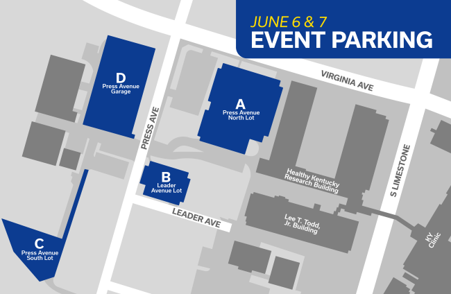 June 6 & 7 Event Parking with Map showing areas A,B,C,D