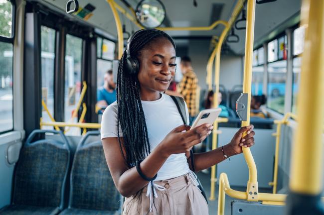 woman riding the bus