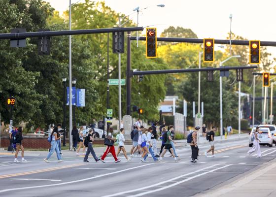 Student pedestrians crossing