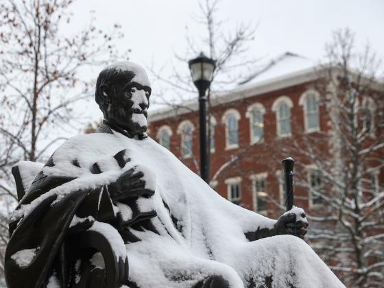 Statue in the snow